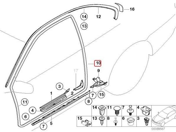 Ori BMW E46 Coupe Karet Seal Body Pintu Depan KANAN BLACK 51717161688