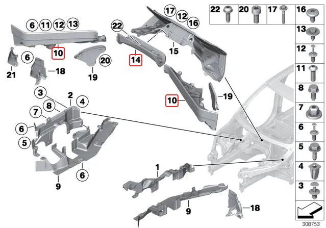 51717169419-20-21_A Original BMW E70 X5 E71 X6 Cover Engine Partitions Partisi Mesin SET - Image 1