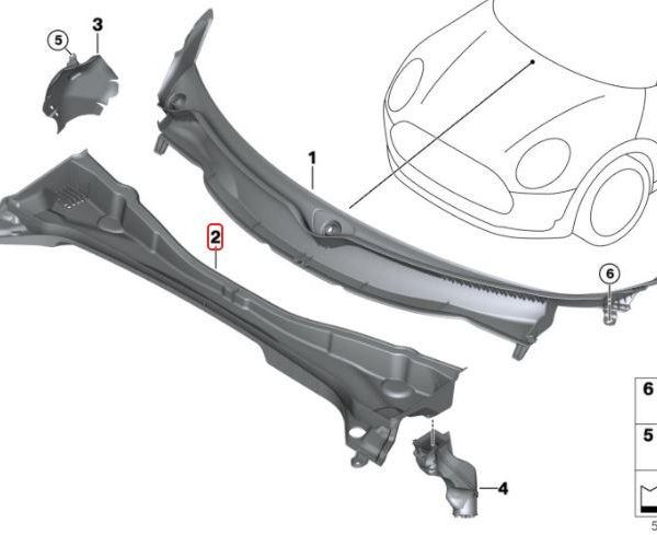 Ori MINI Countryman F60 Cover Bawah Wiper Deck Cowl Bawah 51717380741