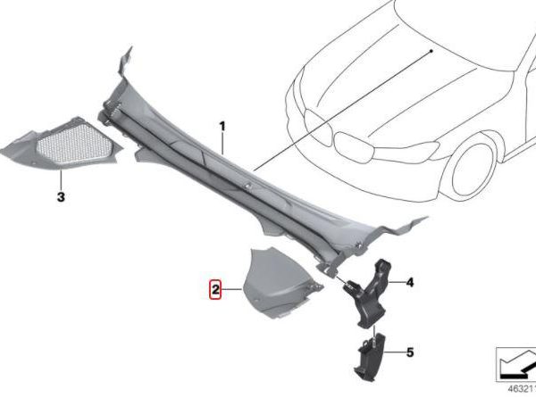 Original BMW G30 Cover Dalam Kap Mesin Belakang KIRI