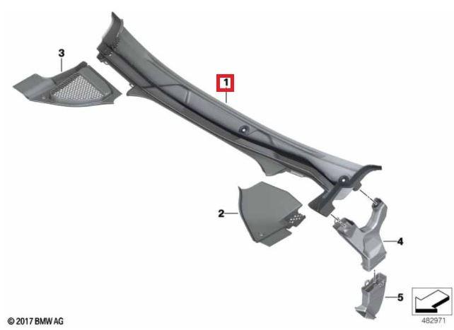 51717399019_A Ori BMW G01 X3 G02 X4 Talang Air Wiper Deck Cowl Cover 51717399019 - Image 1