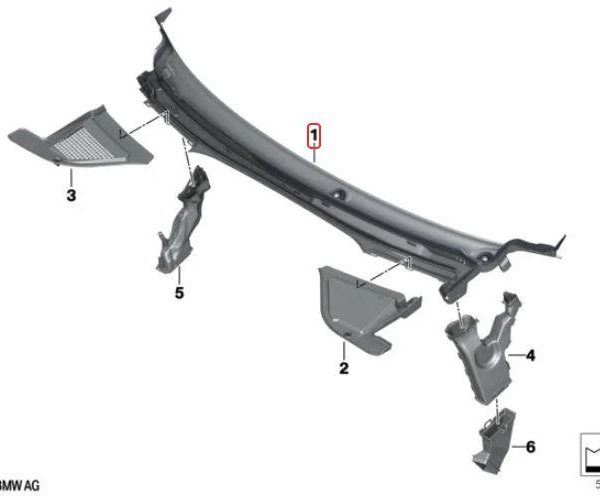 BMW G05 X5 G06 X6 G07 X7 Wiper Deck Cover Trim Talang Air Bawah Kaca