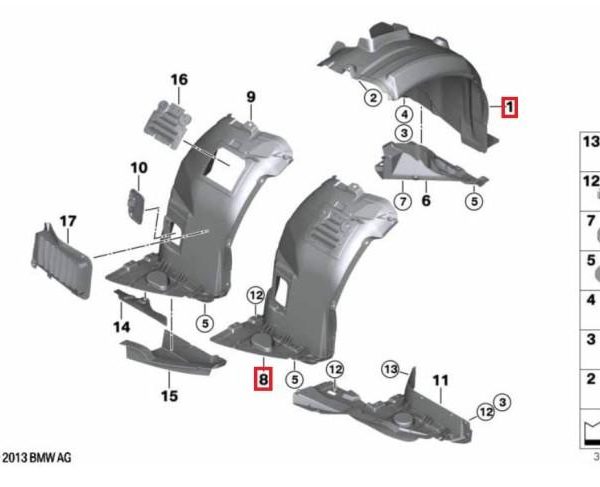 Original BMW E92 E93 M3 Inner Fender Liner Roda Depan KANAN