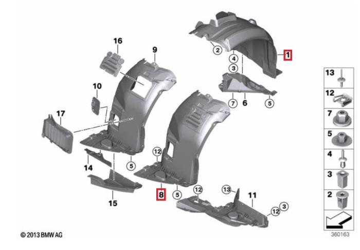 51718043214+51717899816_A Original BMW E92 E93 M3 Inner Fender Liner Roda Depan KANAN - Image 1