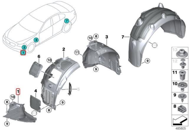 51718082211_A Original BMW G30 LCI M Sport Cover Fender Bawah Bemper Depan KIRI - Image 1