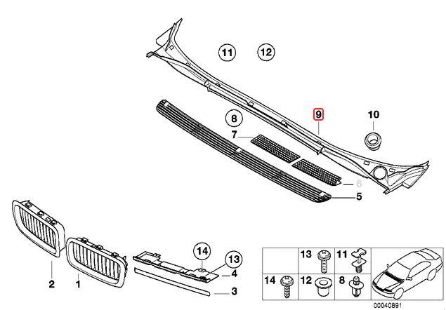 51718125477_A Original BMW E38 7 Series Talang Air Kaca Depan Wiper Deck Cowl Cover - Image 1