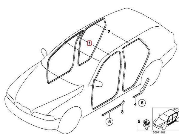 Original BMW E53 X5 Weatherstrip Karet Seal Pintu DEPAN - Black