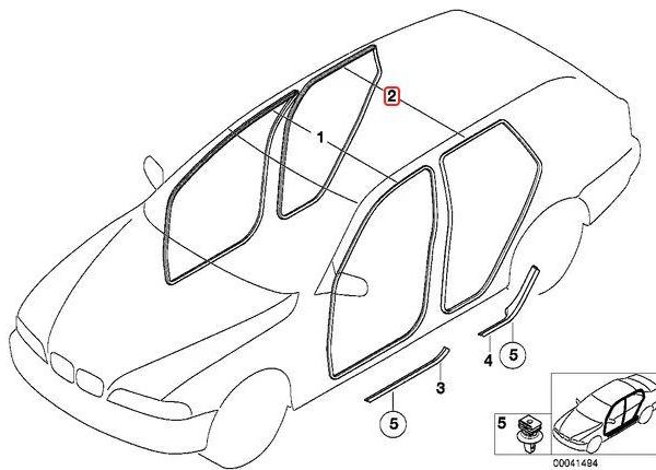 Original BMW E53 X5 Weatherstrip Karet Seal Pintu Belakang 51727025580