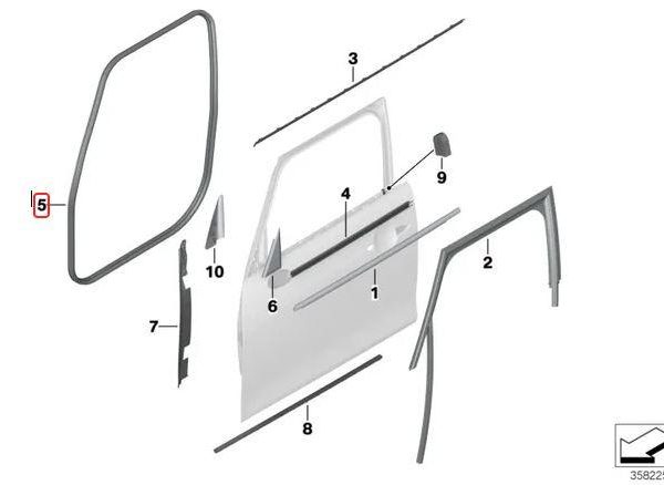 Original MINI F55 Weatherstrip Karet Seal Pintu Depan Kiri / Kanan