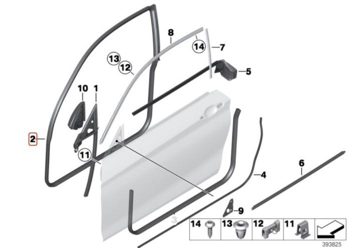 51727348420_A Original BMW F21 F22 F87 M2 Karet Seal Body Pintu Depan KANAN - Image 1