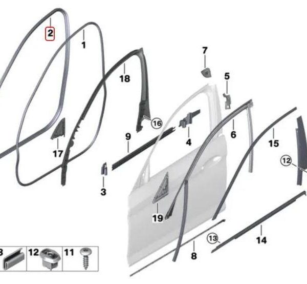 Original BMW G30 G31 Weatherstrip Karet Seal Body Pintu DEPAN