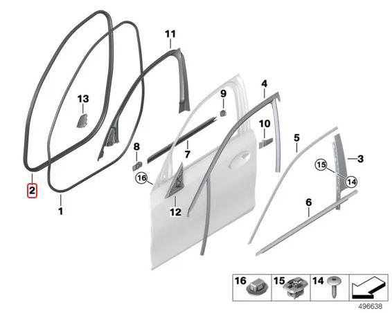 Ori BMW G20 G21 Edge Protector Karet Seal Body Pintu Depan 51727497912