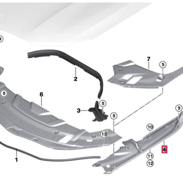 Original BMW G30 G31 F90 M5 Cover Seal Karet Samping Kap Mesin KIRI