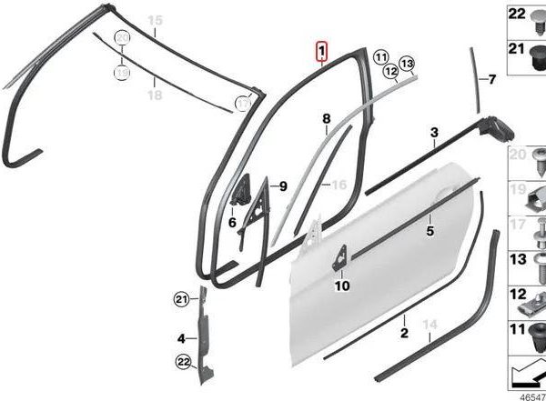 BMW F32 F82 M4 Coupe Weatherstrip Karet Seal Body Pintu Depan KANAN