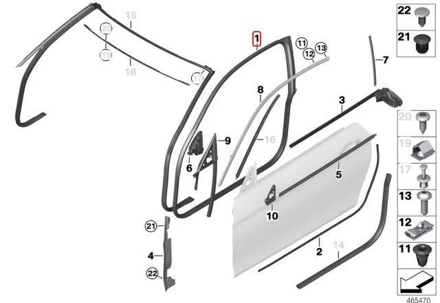 51767369304_A BMW F32 F82 M4 Coupe Weatherstrip Karet Seal Body Pintu Depan KANAN - Gambar 1