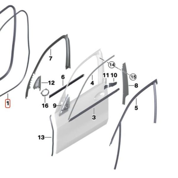 Ori BMW G05 X5 Weatherstrip Karet Seal Body Pintu Depan 51769447076