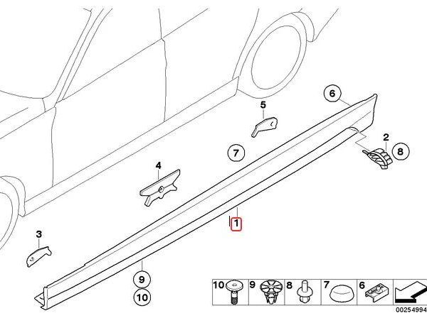 Original BMW E90 M Performance Side Skirt Rocker Panel Trisplang KIRI