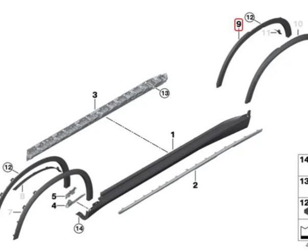 Original BMW G05 X5 Wheel Arch Lis Fender Belakang Kiri