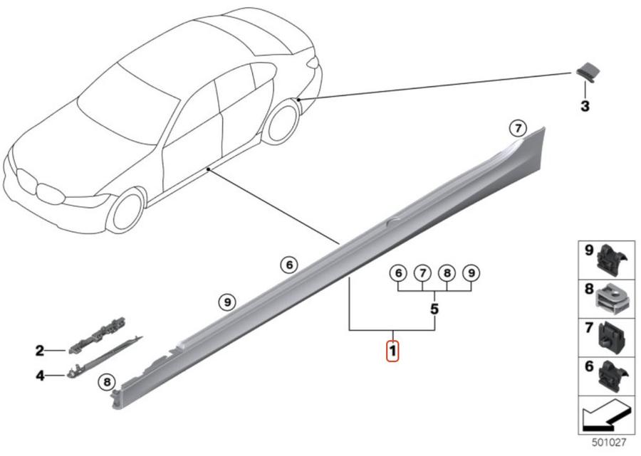51778099909_A Ori BMW G20 330i M Sport Side Skirt Panel Trisplang KIRI 51778099909 - Image 1