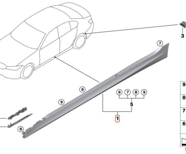 Ori BMW G20 330i M Sport Side Skirt Panel Trisplang KANAN 51778099910