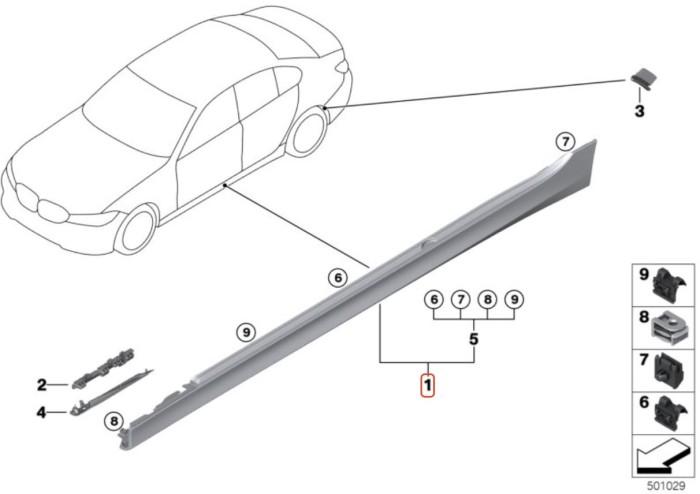 51778493952_A Ori BMW G20 320i Side Skirt Rocker Panel Trisplang KANAN 51778493952 - Image 1