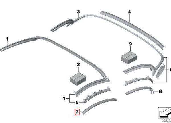 BMW E89 Z4 Outer Weatherstrip Karet Lis Atap Jendela Pintu Depan
