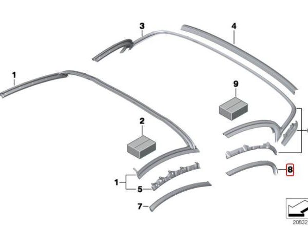 BMW E89 Z4 Outer Weatherstrip Karet Lis Atap Jendela Quarter Belakang