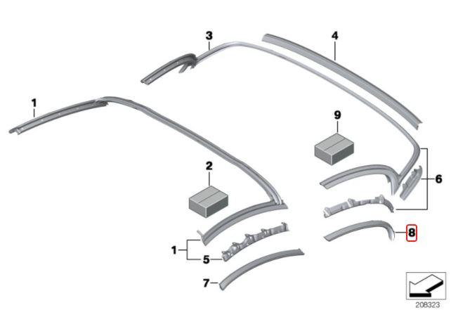 54377497727_A BMW E89 Z4 Outer Weatherstrip Karet Lis Atap Jendela Quarter Belakang - Image 1