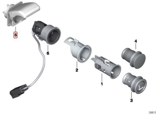 Original BMW Mounting Outbow Tutup Lighter Socket Pemantik Rokok