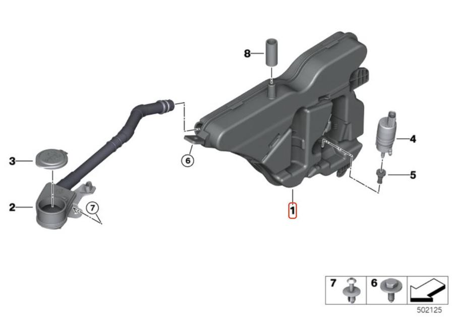 61669478352_A BMW G20 G21 Tabung Tangki Air Wiper Fluid Washer Container 61669478352 - Gambar 1