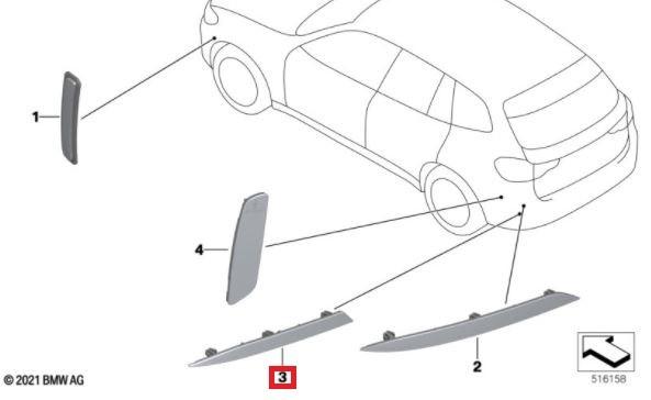 BMW G01 X3 LCI M Sport Rear Reflector Mata Kucing Belakang KANAN