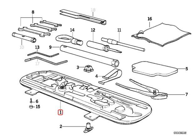 71111182366_A Original BMW E36 Tool Box Kotak Toolkit Bagasi 71111182366 - Image 1