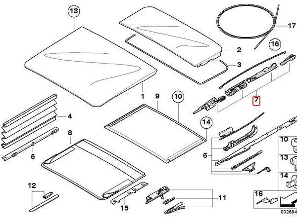 Original BMW E70 Panoramic Sunroof Mechanism Repair Kit Bracket Kabel