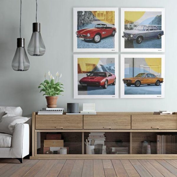 Original BMW Classic Canvas Art Print Set Bingkai Kanvas Dinding
