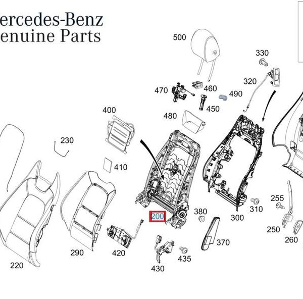 Original Mercedes W205 C Backrest Frame Rangka Sandaran Jok Depan