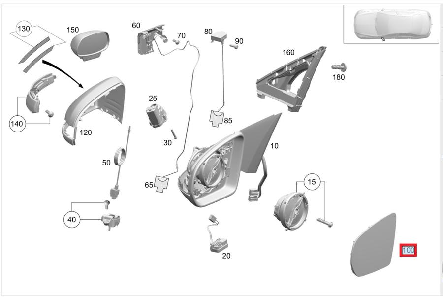 A0998102316_A Original Mercedes W205 X253 W222 C217 C GLC S Class Kaca Spion KIRI - Image 1