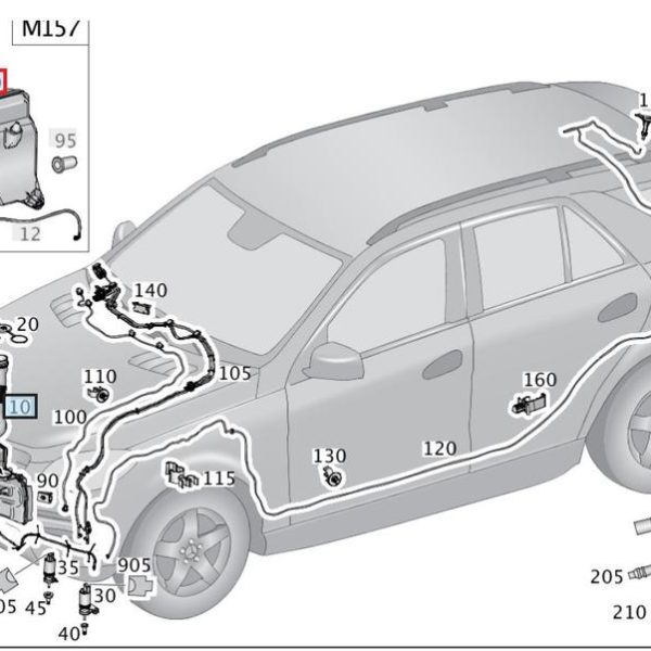 Mercedes X166 W166 ML GLE Washer Reservoir Tabung Tangki Air Wiper