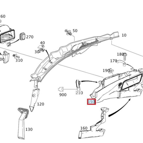 Original Mercedes W204 Saluran Udara AC Kabin Air Duct Housing Bracket A2048301044