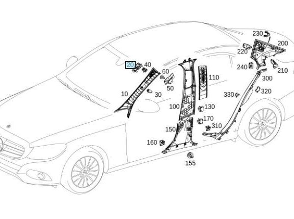 Original Mercedes Benz W205 Cover Tutup Airbag Pilar A Depan KIRI