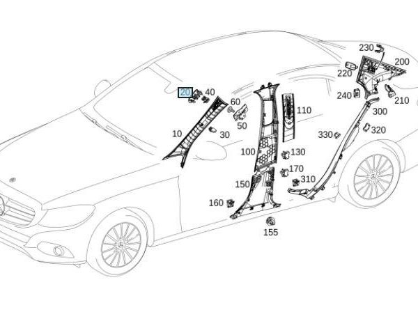 Original Mercedes Benz W205 Cover Tutup Airbag Pilar A Depan KANAN