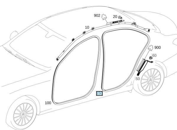 Original Mercedes W205 C Weatherstrip Karet Seal Body Pintu Belakang