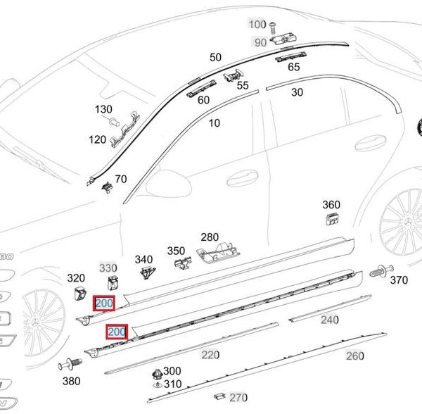 Mercedes W205 AMG Line C Class Trisplang Side Skirt Lisplang KIRI