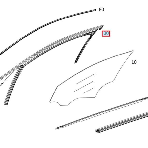 Original Mercedes W205 Karet Channel Window Guide Kaca DEPAN KANAN