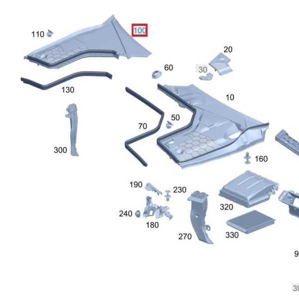 Original Mercedes W205 Wiper Deck Cover Talang Air Ruang Mesin KANAN