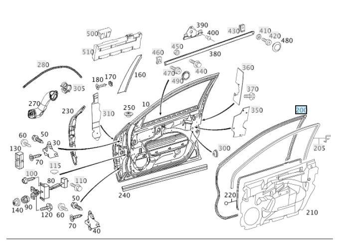 A2117200278_A Ori Mercedes Benz W211 E Weatherstrip Karet Seal Pintu Depan KANAN - Image 1