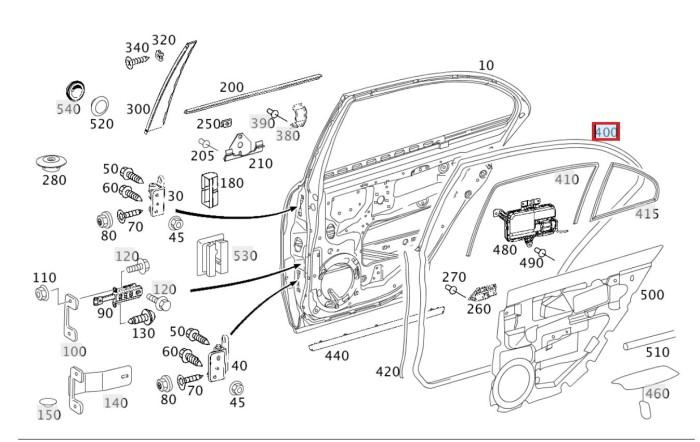 A2117300278_A Original Mercedes Benz W211 E Karet Seal Pintu Belakang KANAN - Image 1