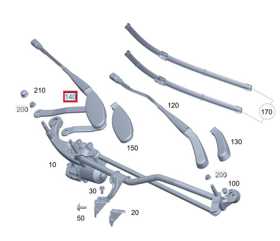 A2138200444_A Original Mercedes W213 E Class Lengan Wiper Arm Sisi Penumpang KIRI - Image 1