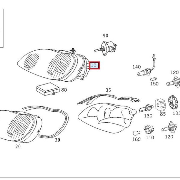 Original Mercedes W220 Xenon Headlight Lampu Depan KANAN A2208201061
