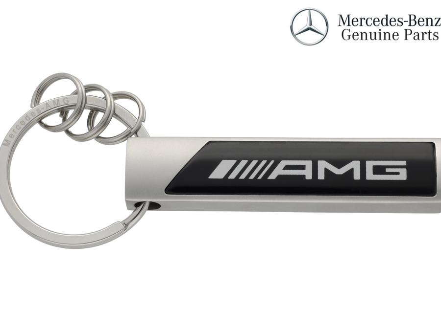 B66959361_A Original Mercedes Benz AMG Key Ring Keyring Silver Black Gantungan Kunci B66959361 - Image 1