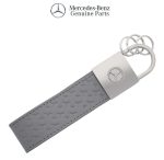 Original Mercedes Benz Star Leather Key Ring Keyring Grey Silver Gantungan Kunci Kulit Asli S Class Motif Bintang B66959377